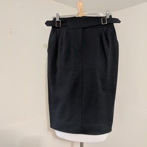 Anthro Maeve Black Pencil Skirt Buckles Size 8
